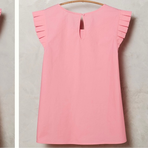 HD IN PARIS / ANTHROPOLOGIE Pink Ruffled Poplin Top - Sz XS - Picture 2 of 10